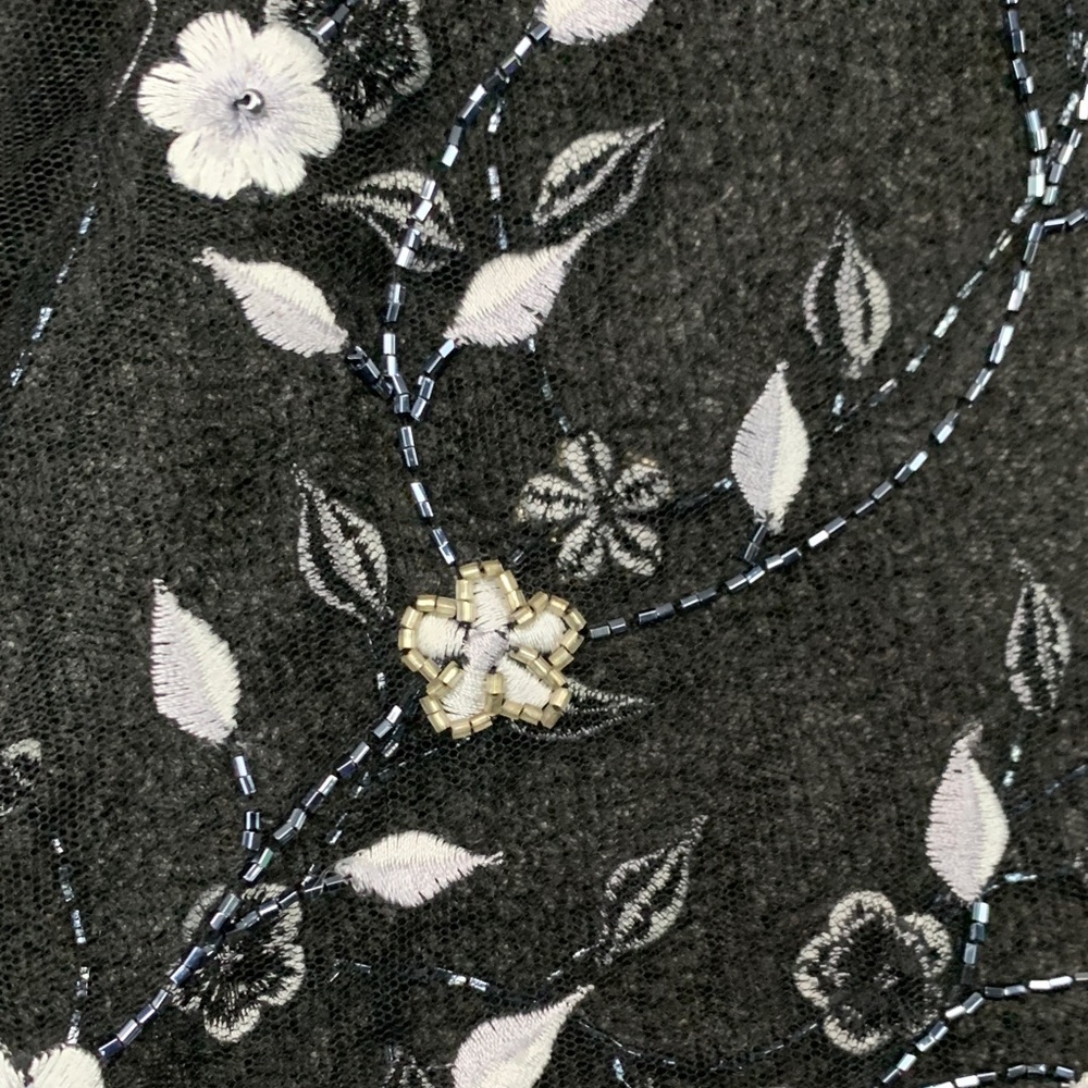 La Femme Black Floral Beaded Maxi Dress - Picture 10 of 13